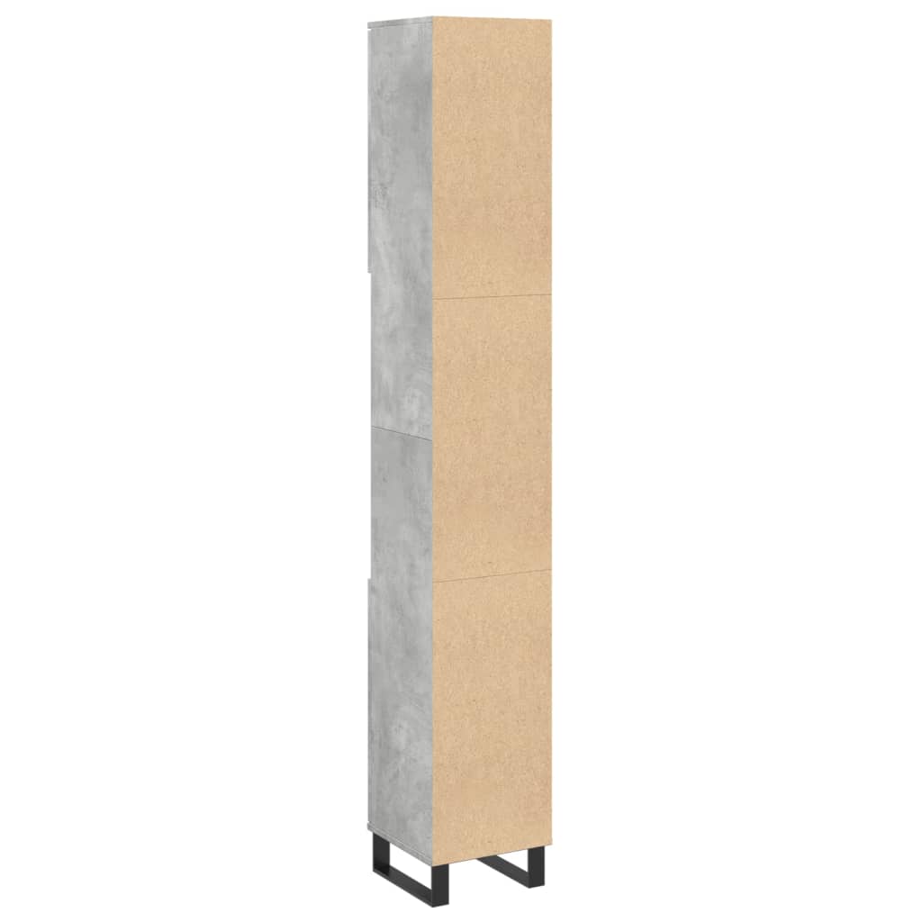 vidaXL Armario de baño madera contrachapada gris hormigón 30x30x190 cm