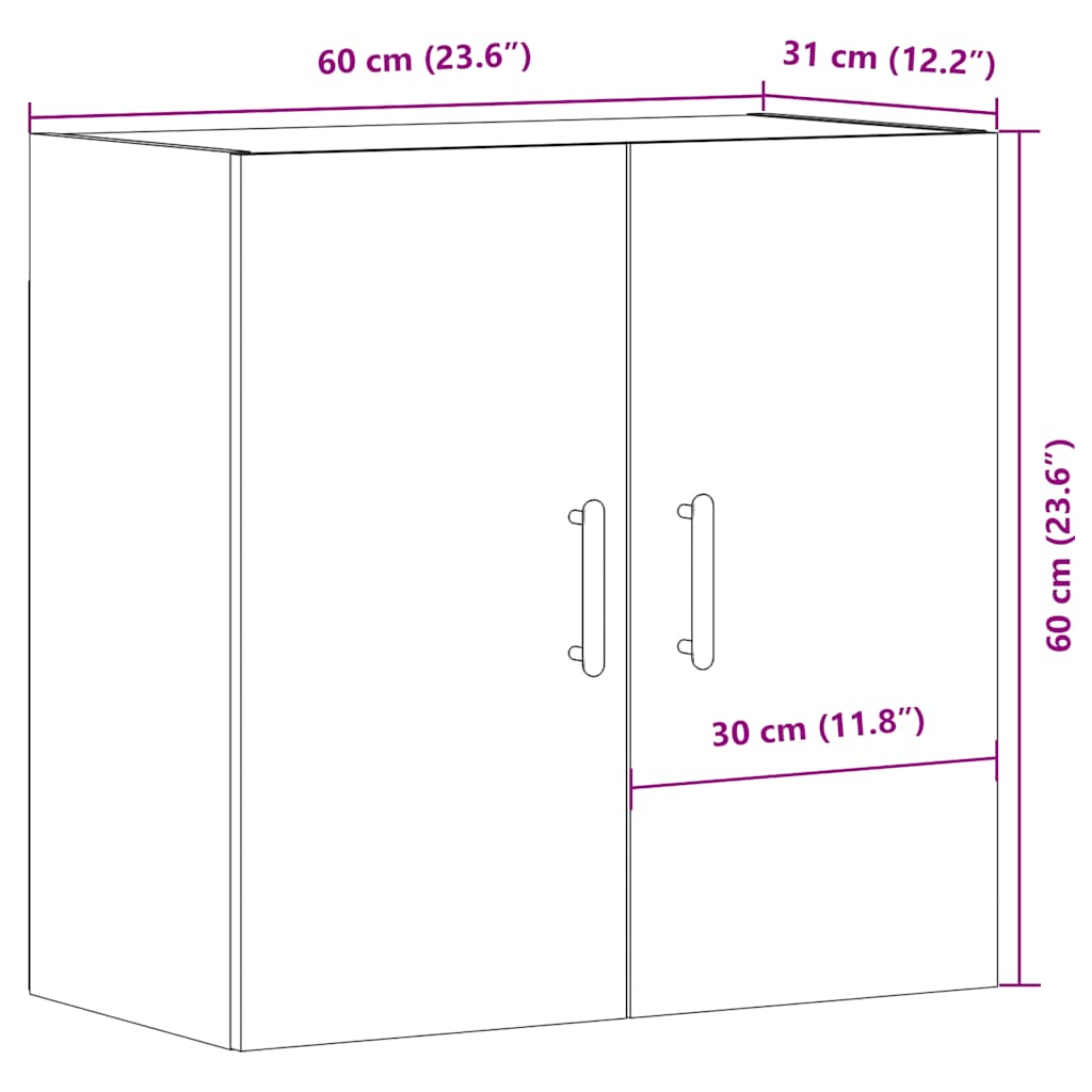 vidaXL Armario pared madera ingeniería envejecida 60x31x60 cm