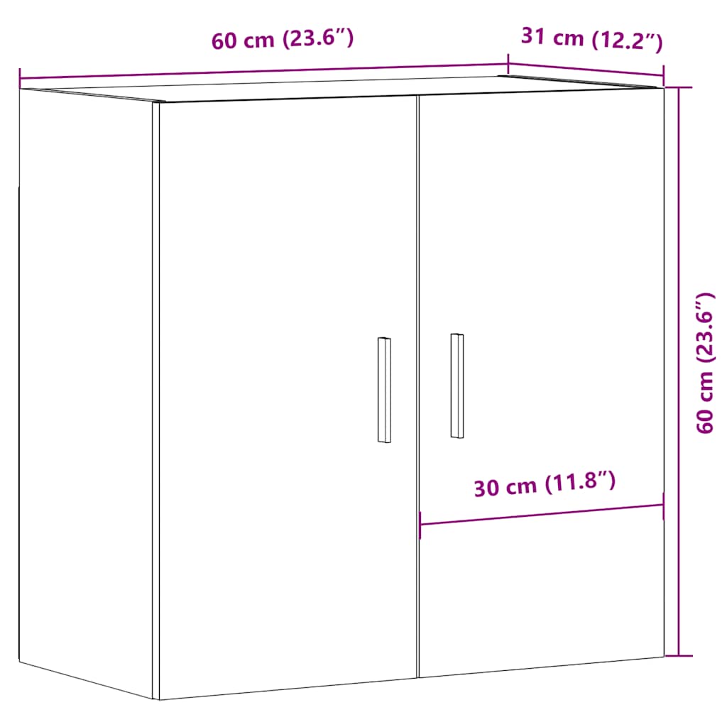 vidaXL Armario pared madera ingeniería envejecida 60x31x60 cm