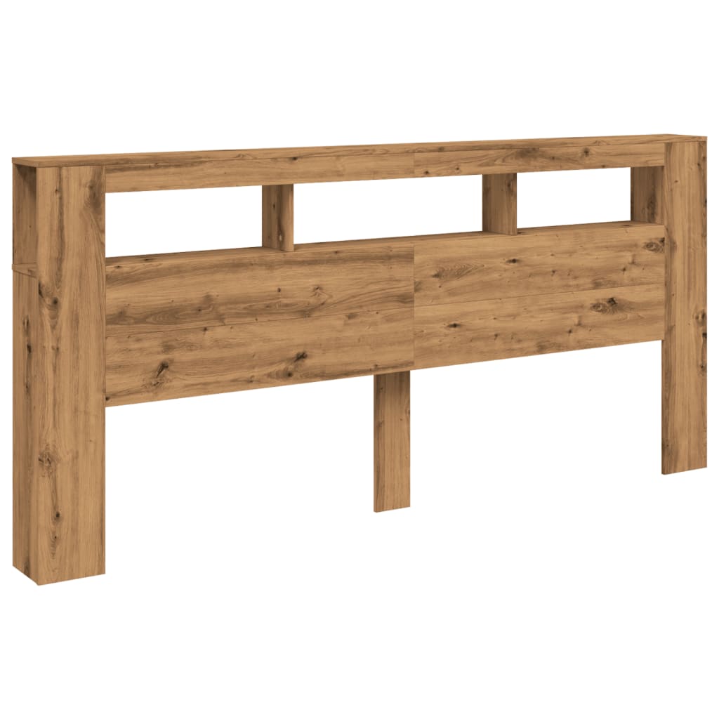 vidaXL Cabecero LED madera ingeniería roble artisan 220x18,5x103,5 cm