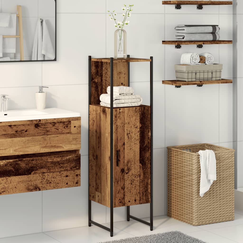 vidaXL Armario de baño madera de ingeniería envejecida 33x33x120,5 cm