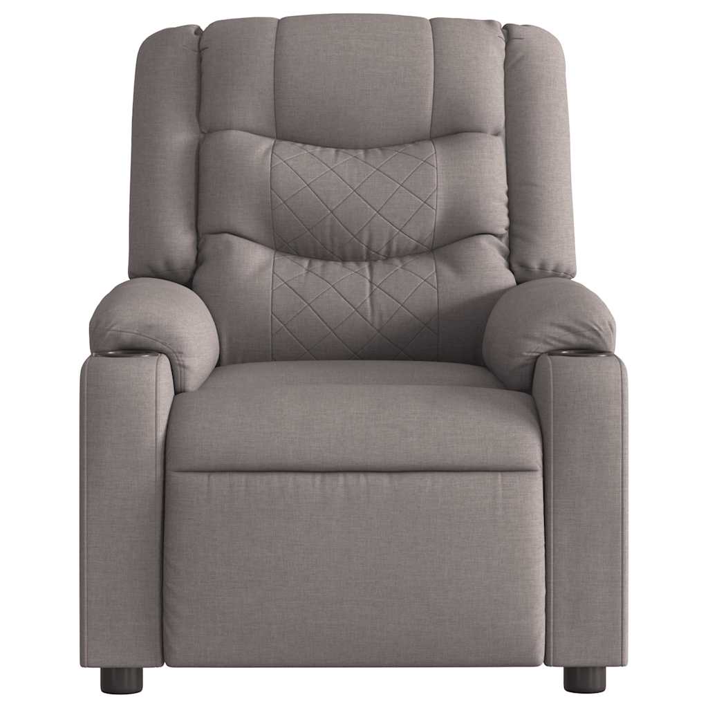 vidaXL Sillón de masaje reclinable de tela gris taupé