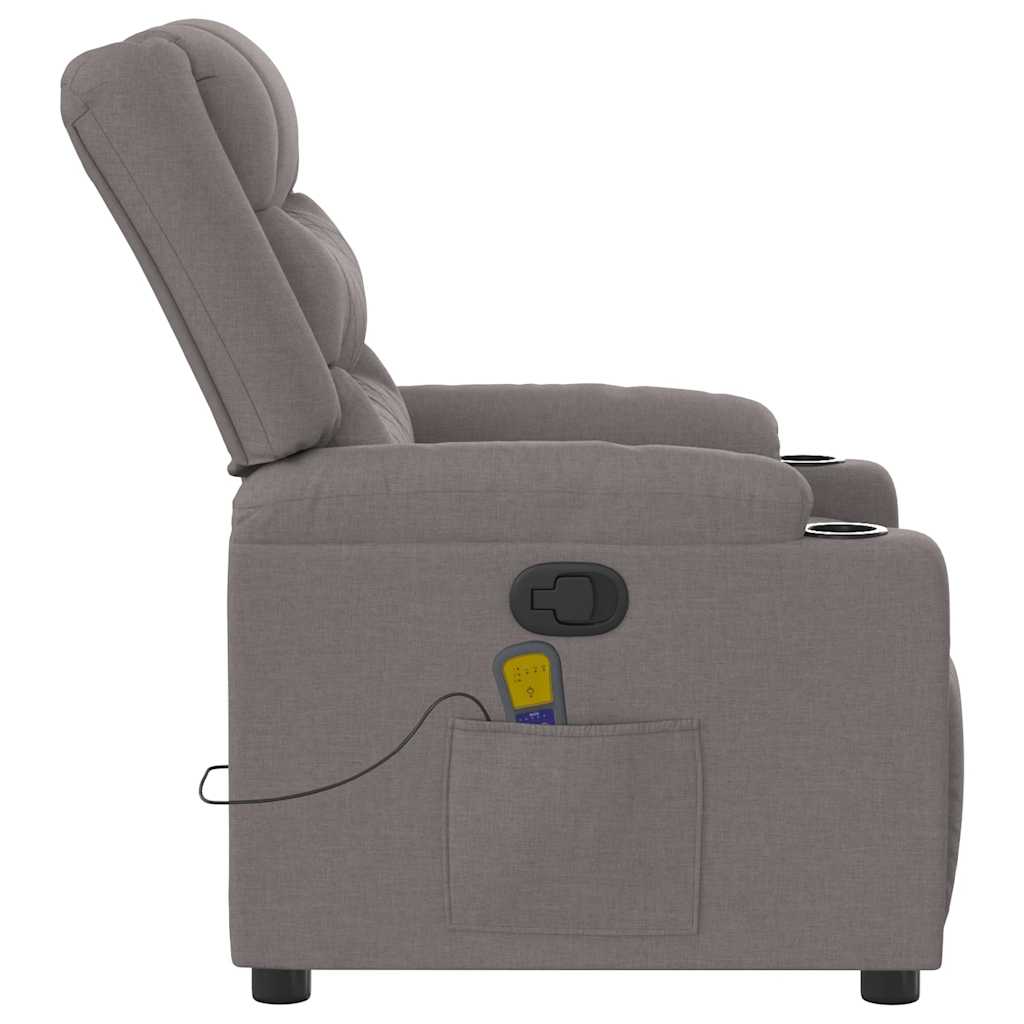 vidaXL Sillón de masaje reclinable de tela gris taupé