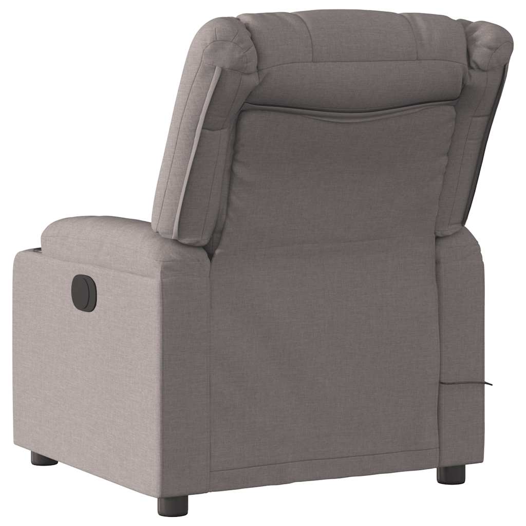 vidaXL Sillón de masaje reclinable de tela gris taupé