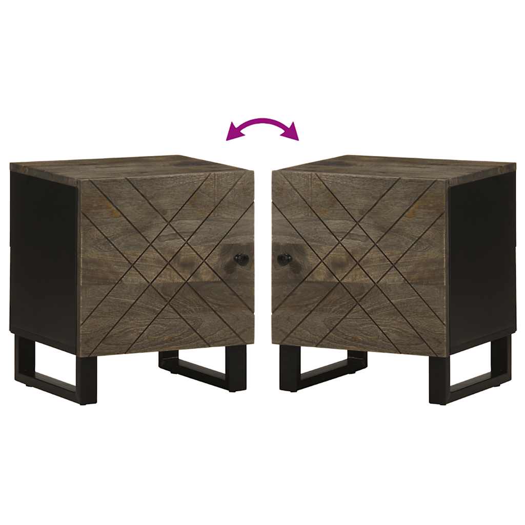 vidaXL Mesita de noche de madera maciza de mango negra 40x33x46 cm