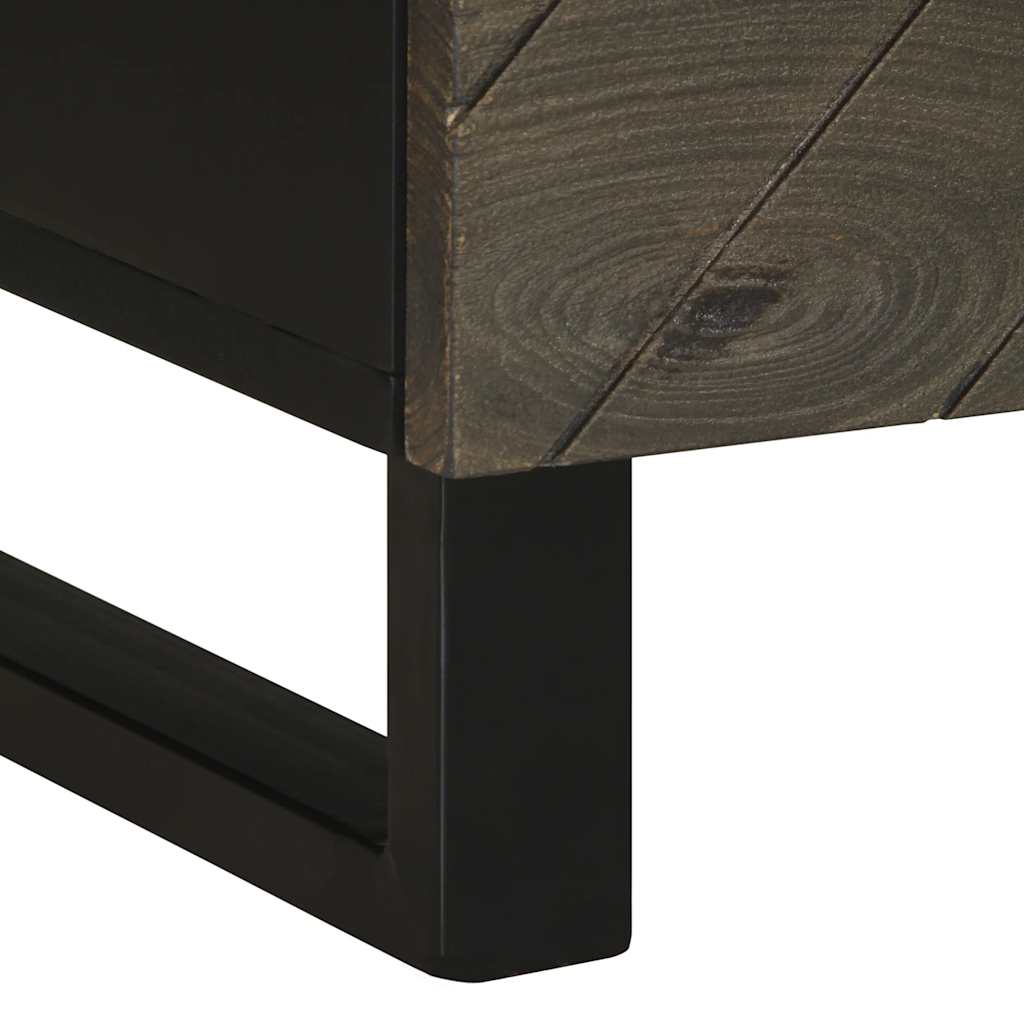 vidaXL Mesita de noche de madera maciza de mango negra 40x33x46 cm