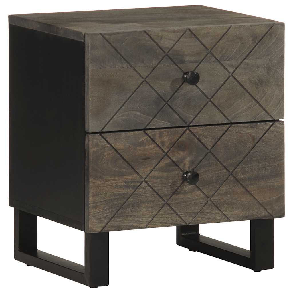 vidaXL Mesita de noche de madera maciza de mango negra 40x33x46 cm