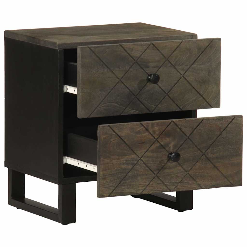 vidaXL Mesita de noche de madera maciza de mango negra 40x33x46 cm