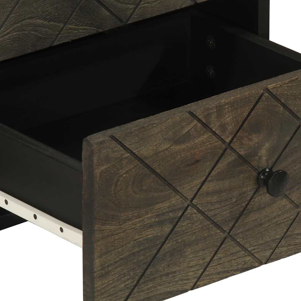 vidaXL Mesita de noche de madera maciza de mango negra 40x33x46 cm