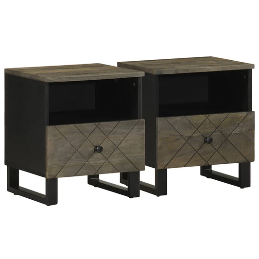 vidaXL Mesitas de noche 2 uds madera maciza de mango negro 40x33x46 cm