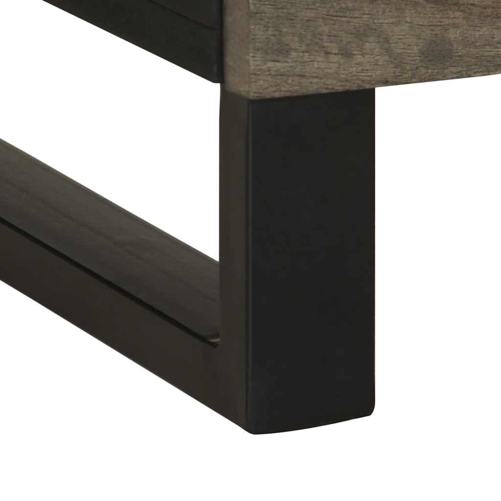 vidaXL Mesilla de noche negra 50x33x62 cm madera maciza mango