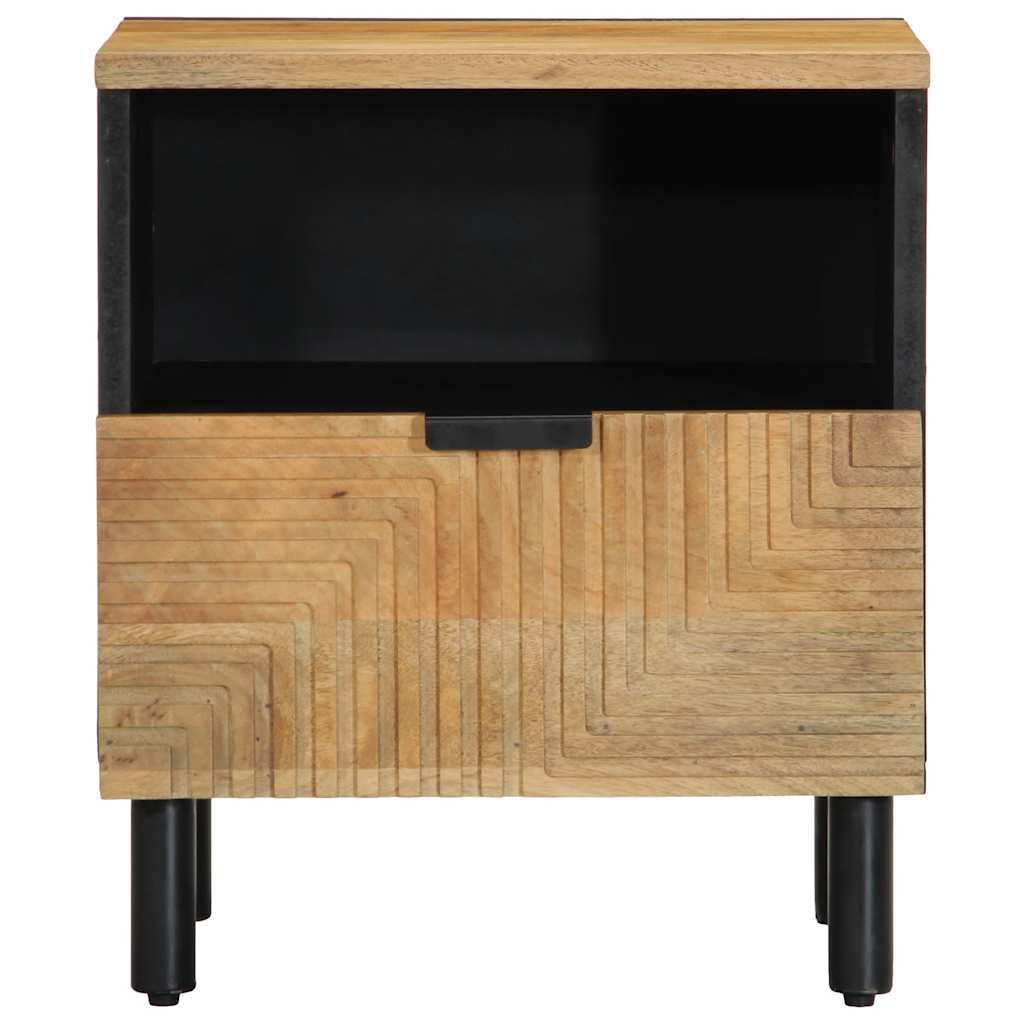 vidaXL Mesilla de noche marrón 40x33x46 cm madera maciza mango