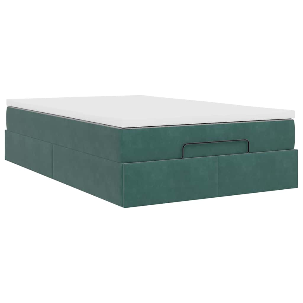 vidaXL Cama otomana con colchón 120x190 cm terciopelo verde oscuro