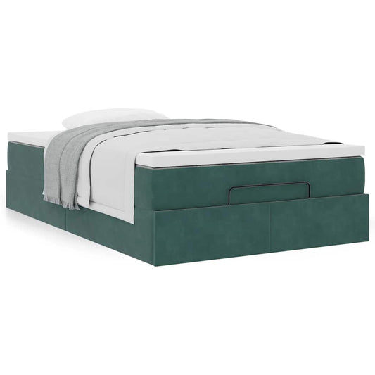 vidaXL Cama otomana con colchón 120x190 cm terciopelo verde oscuro