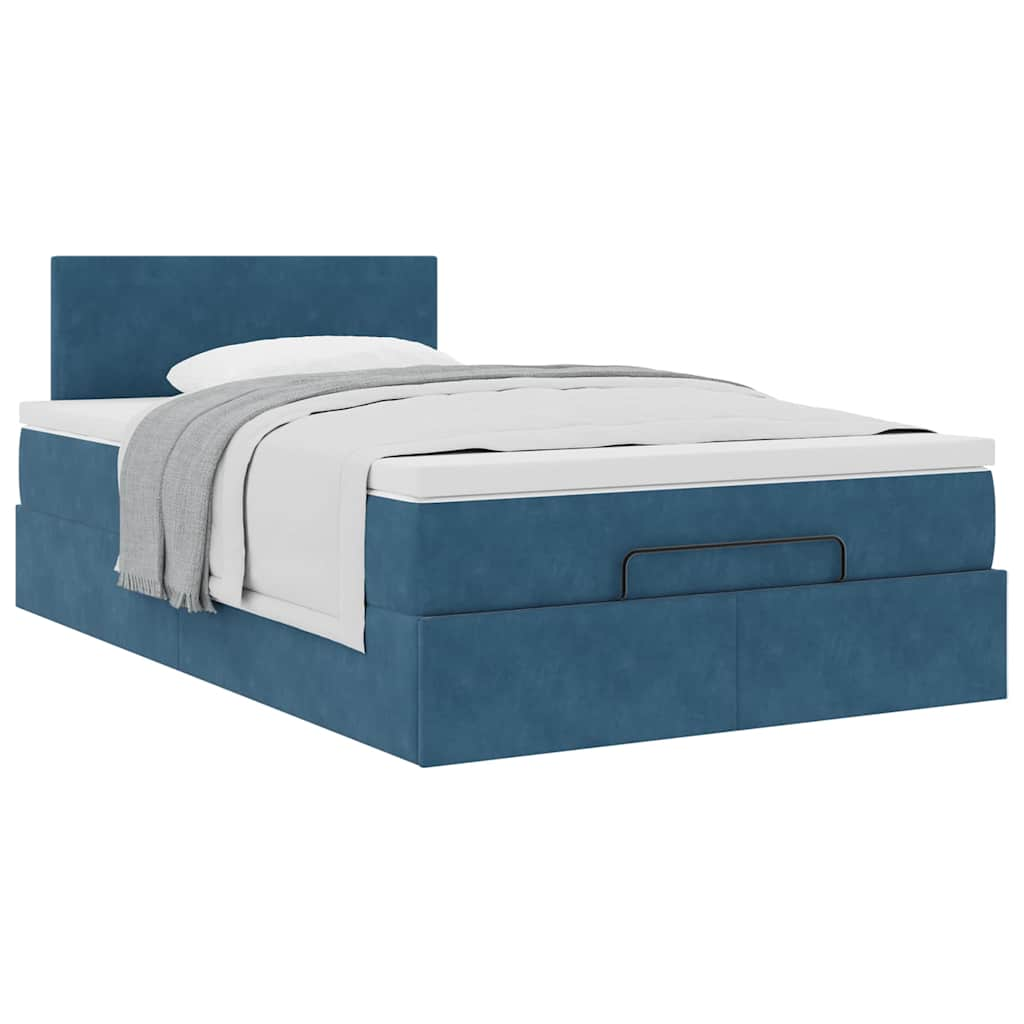 vidaXL Cama otomana con colchón 120x190 cm terciopelo azul oscuro