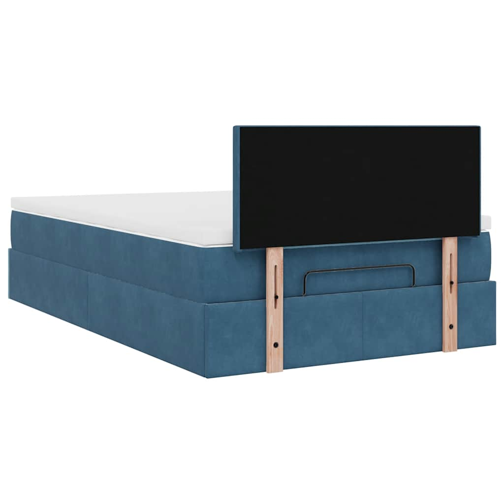 vidaXL Cama otomana con colchón 120x190 cm terciopelo azul oscuro