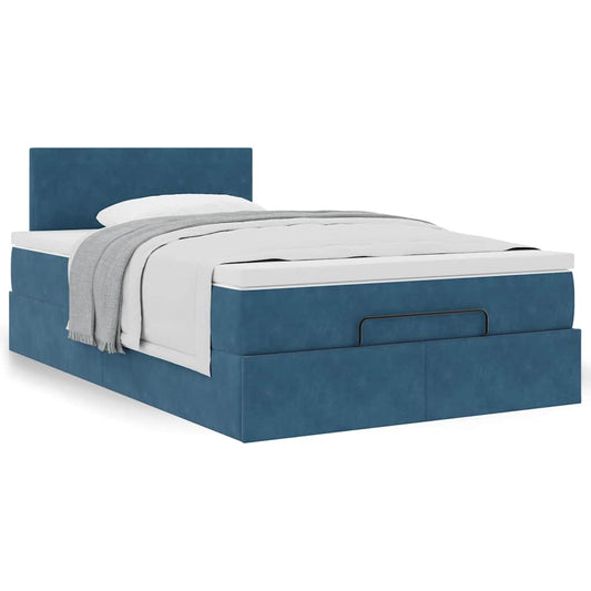 vidaXL Cama otomana con colchón 120x190 cm terciopelo azul oscuro