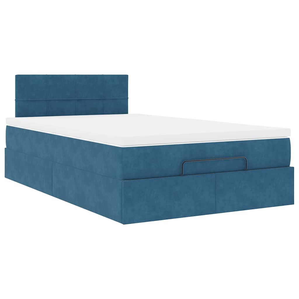 vidaXL Cama otomana con colchón 120x190 cm terciopelo azul oscuro