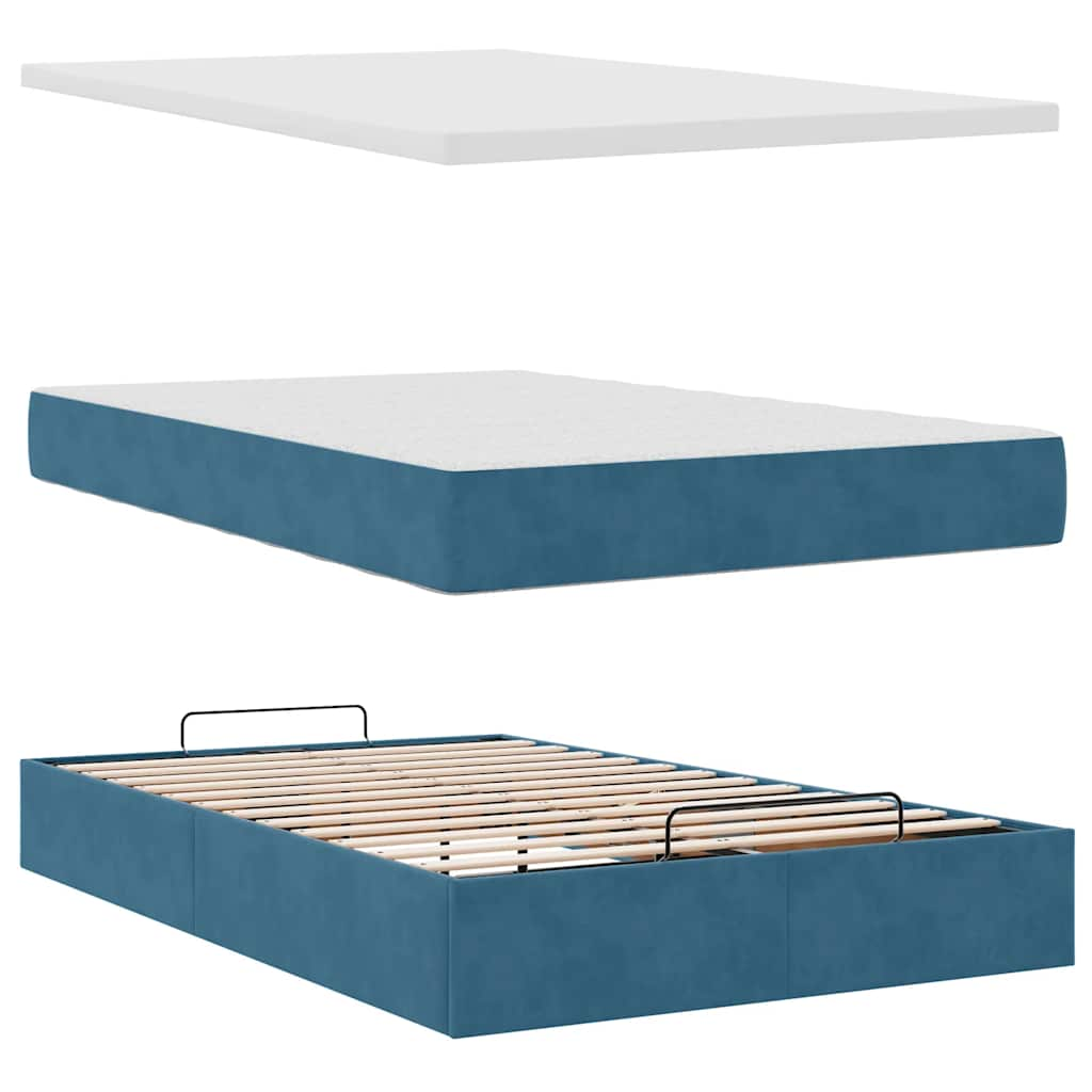 vidaXL Cama otomana con colchón 120x190 cm terciopelo azul oscuro