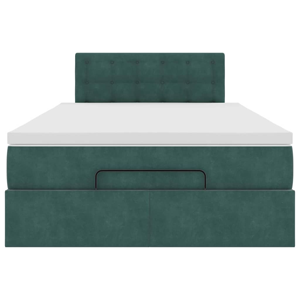 vidaXL Cama otomana con colchón 120x190 cm terciopelo verde oscuro