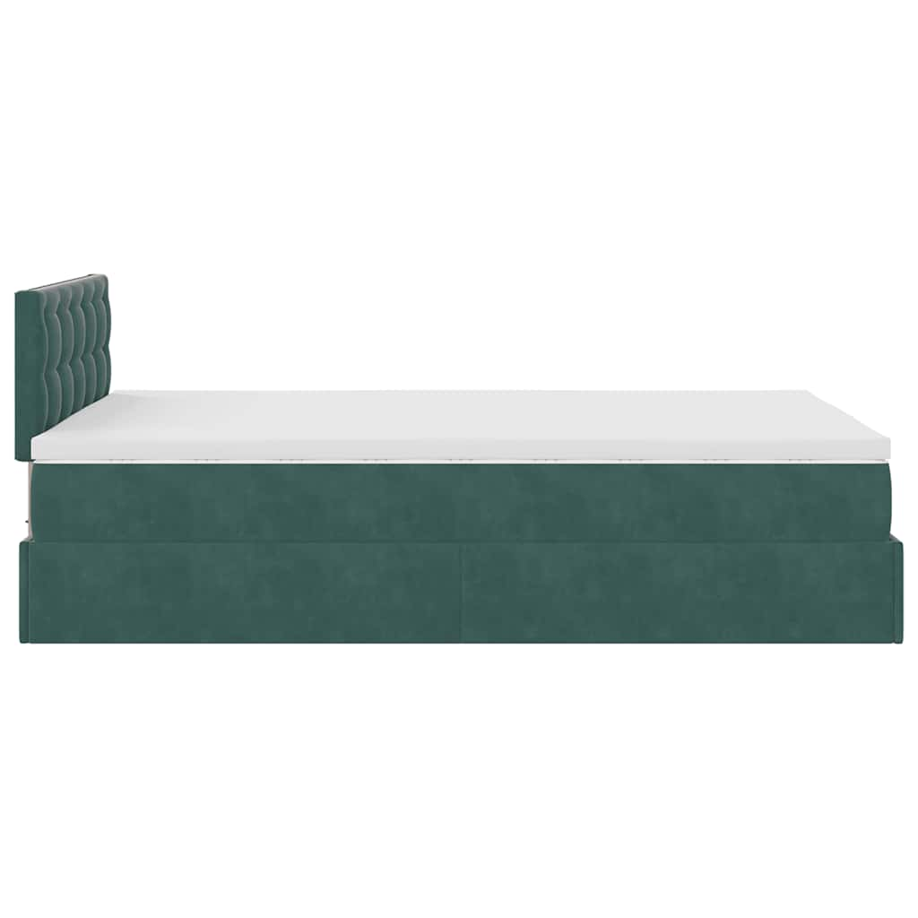 vidaXL Cama otomana con colchón 120x190 cm terciopelo verde oscuro