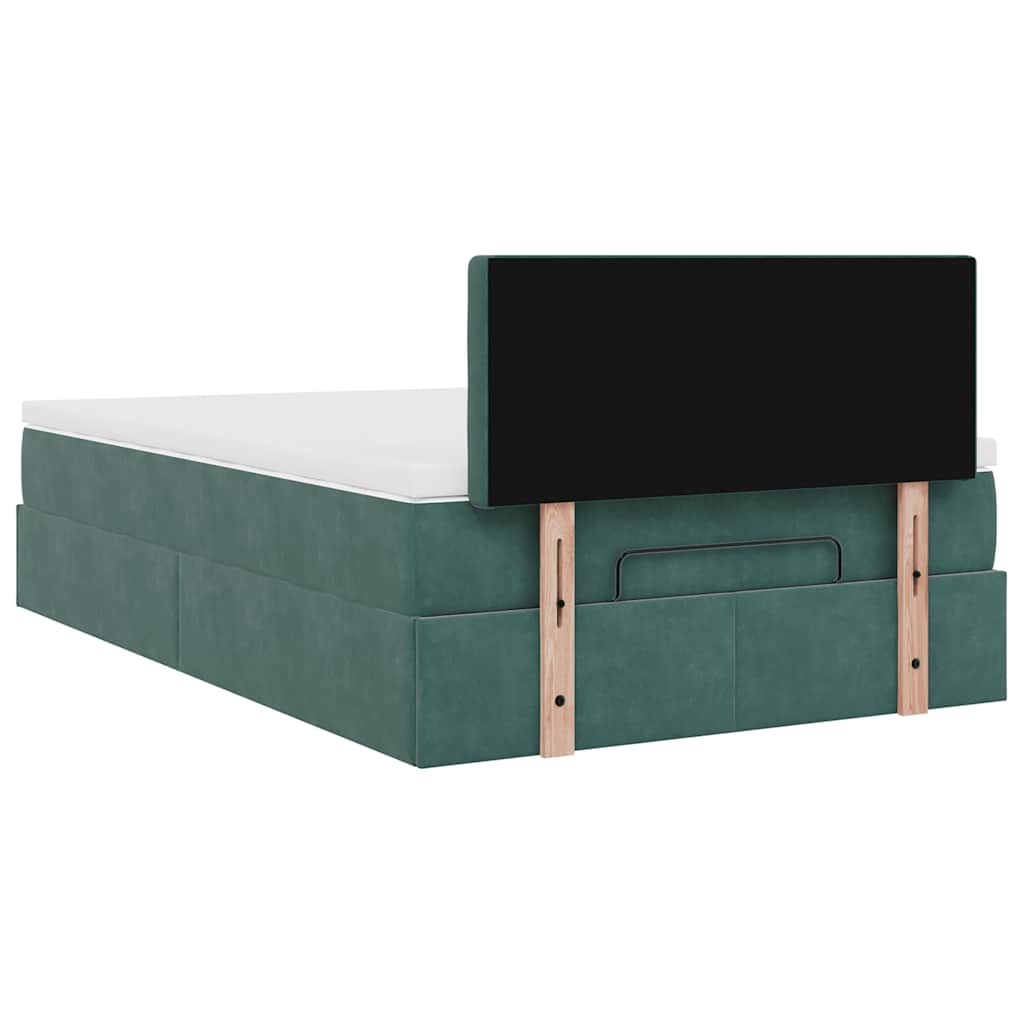 vidaXL Cama otomana con colchón 120x190 cm terciopelo verde oscuro