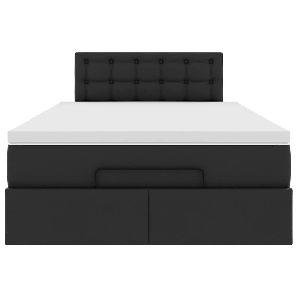 vidaXL Cama otomana colchón y LED cuero sintético negro 120x190cm