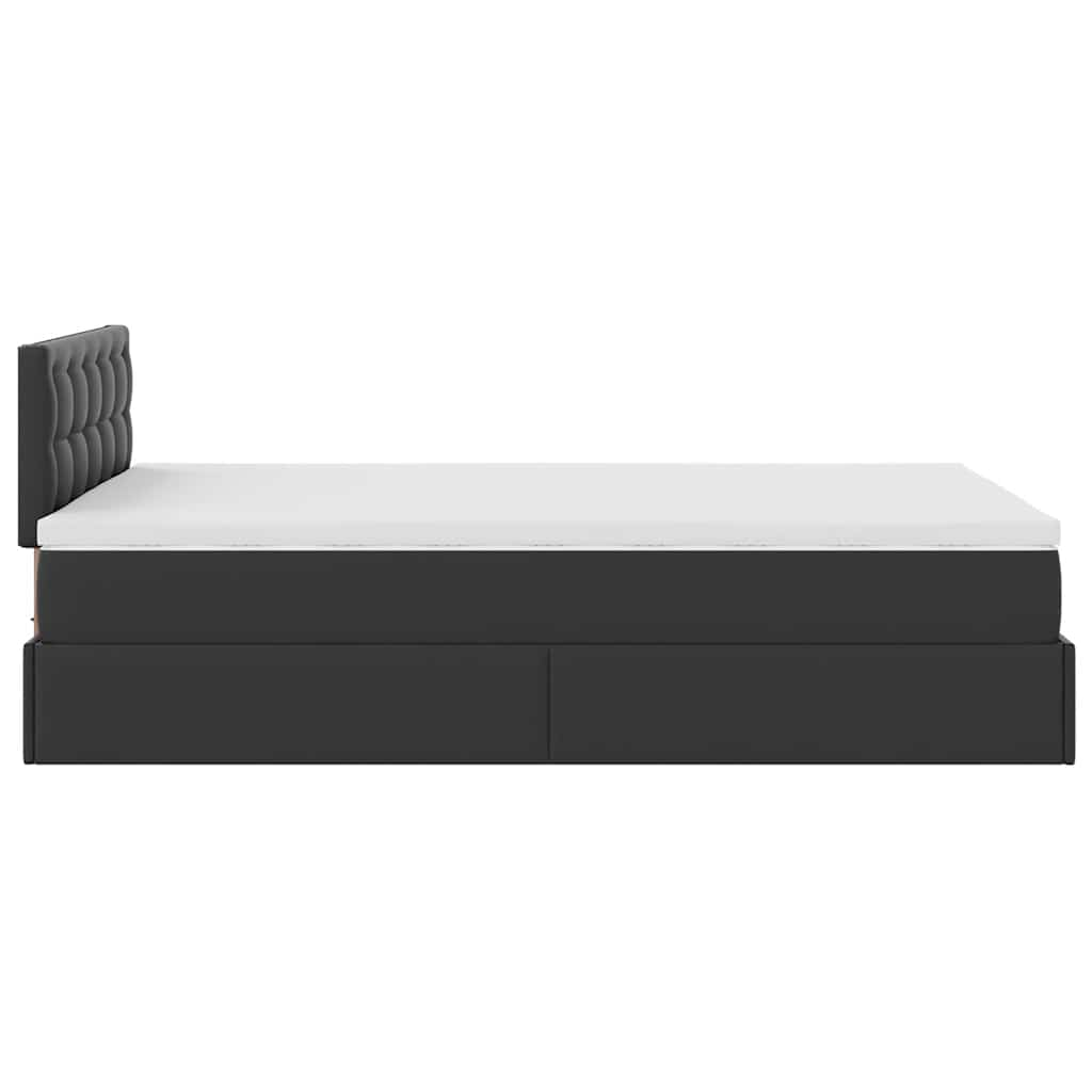 vidaXL Cama otomana colchón y LED cuero sintético negro 120x190cm