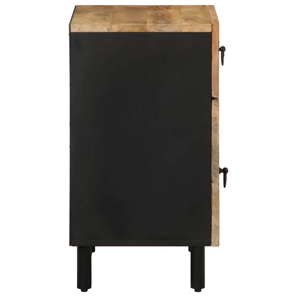 vidaXL Mesita de noche madera maciza de mango rugosa negro 50x33x60 cm