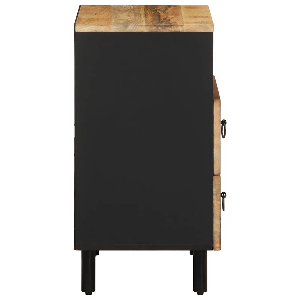 vidaXL Mesita de noche madera maciza de mango rugosa negro 50x33x62 cm