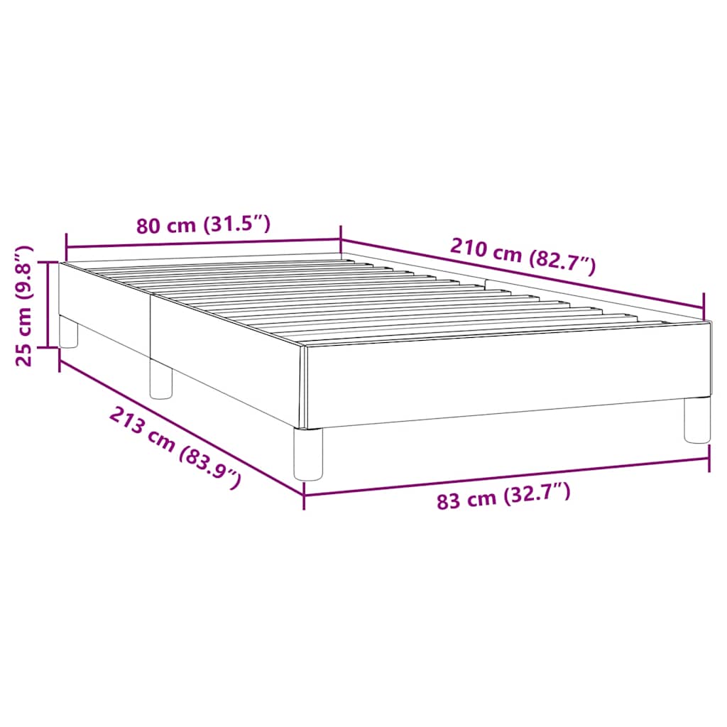 vidaXL Estructura de cama sin colchón terciopelo negro 80x210 cm