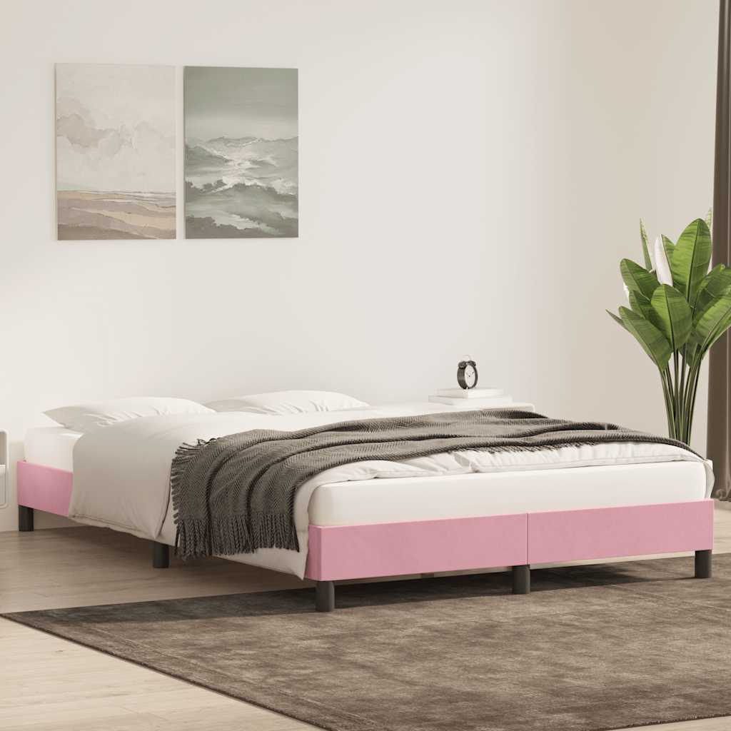 vidaXL Estructura de cama sin colchón terciopelo rosa 160x220 cm