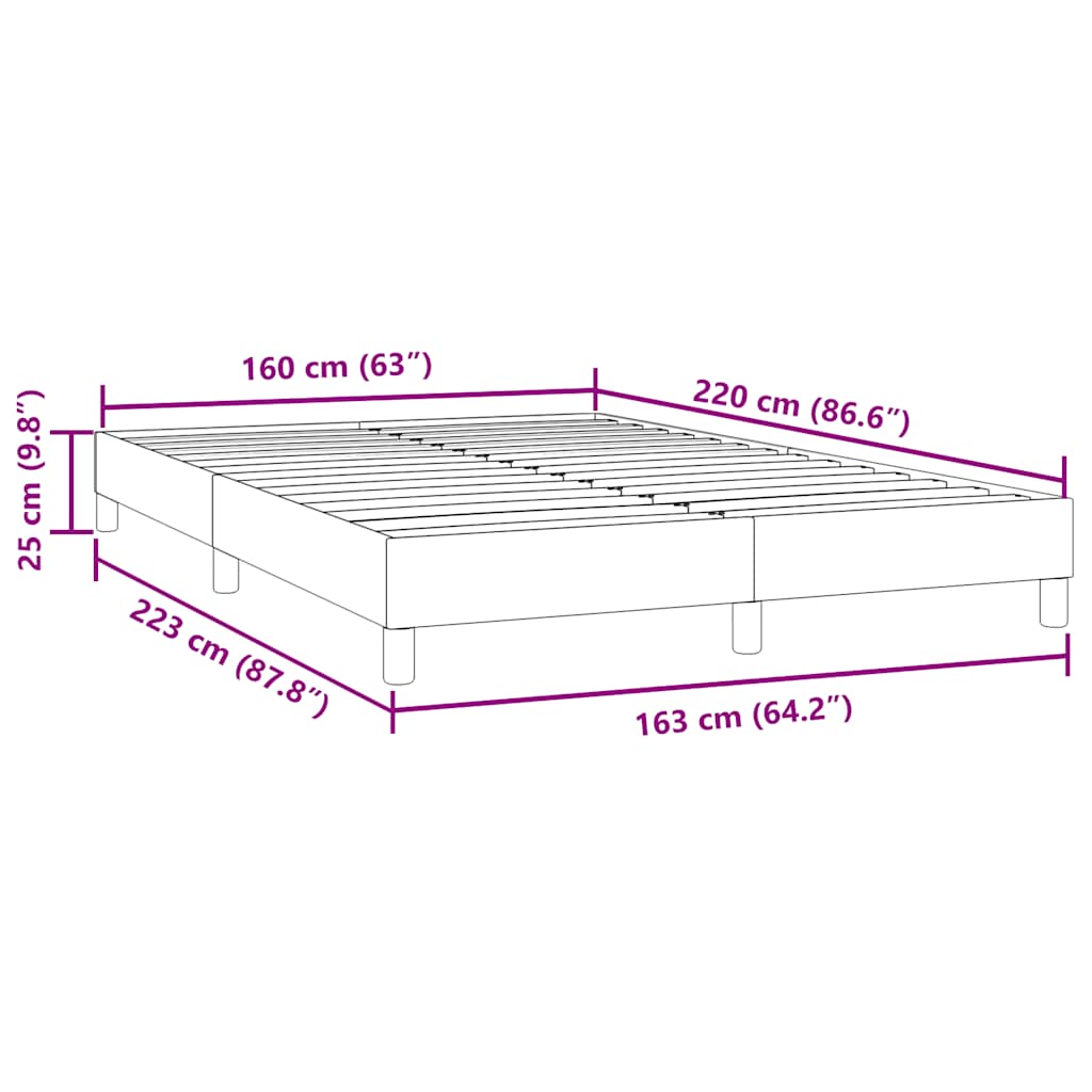 vidaXL Estructura de cama sin colchón terciopelo rosa 160x220 cm