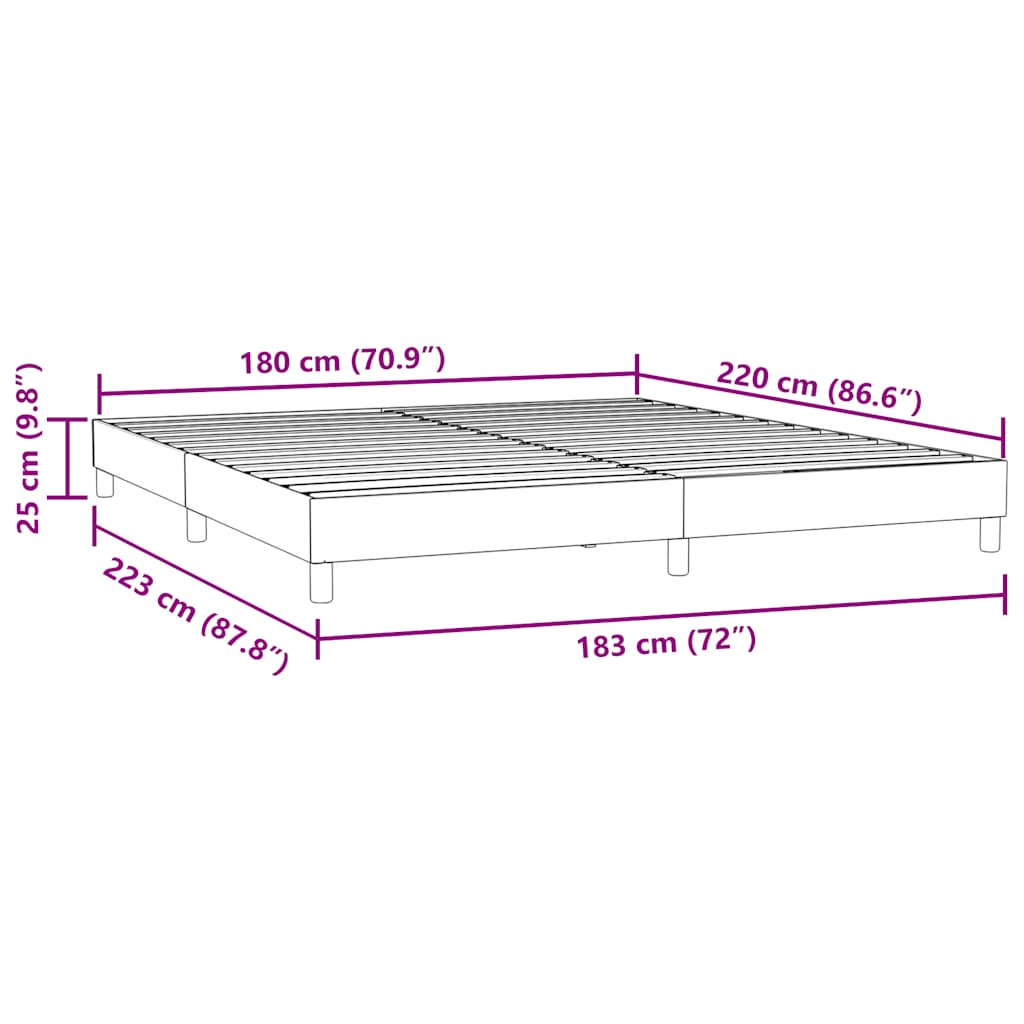 vidaXL Estructura de cama sin colchón terciopelo gris oscuro 180x220cm