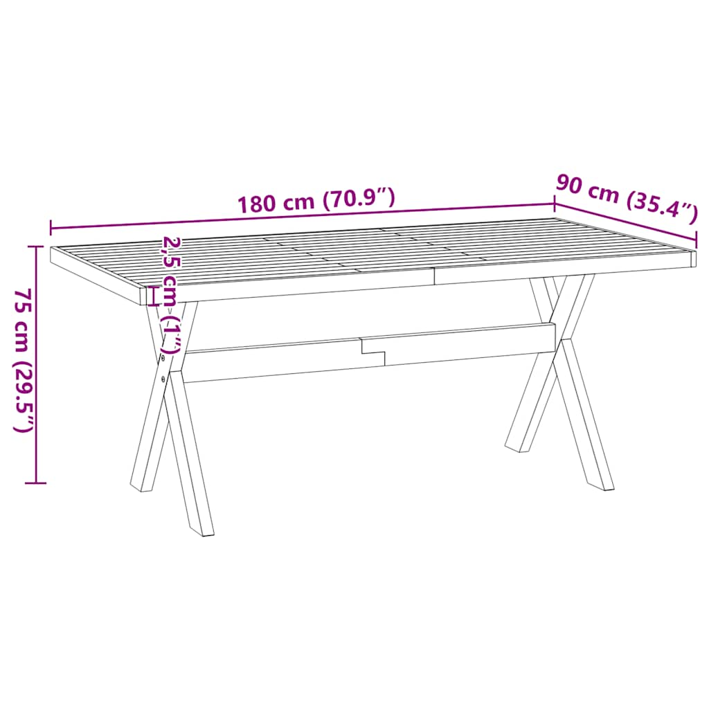 vidaXL Mesa comedor NOAIN patas forma X madera maciza pino 180x90x75cm