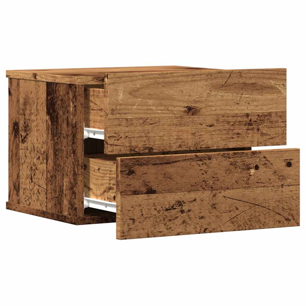 vidaXL Mesitas de noche de pared 2 uds madera envejecida 40x32x30 cm