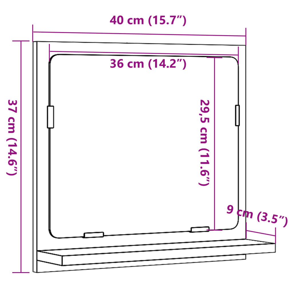 vidaXL Espejo mueble baño madera ingeniería roble Sonoma 40x11x37 cm