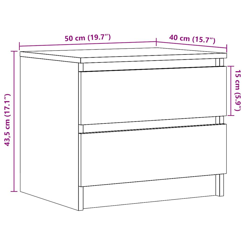 vidaXL Mesita de noche 2 uds madera ingeniería envejecida 50x40x43.5cm