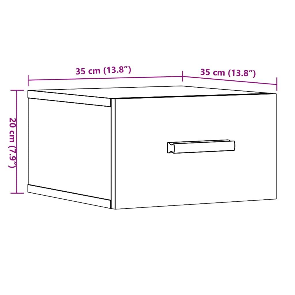 vidaXL Mesitas de noche de pared 2 uds madera envejecida 35x35x20 cm