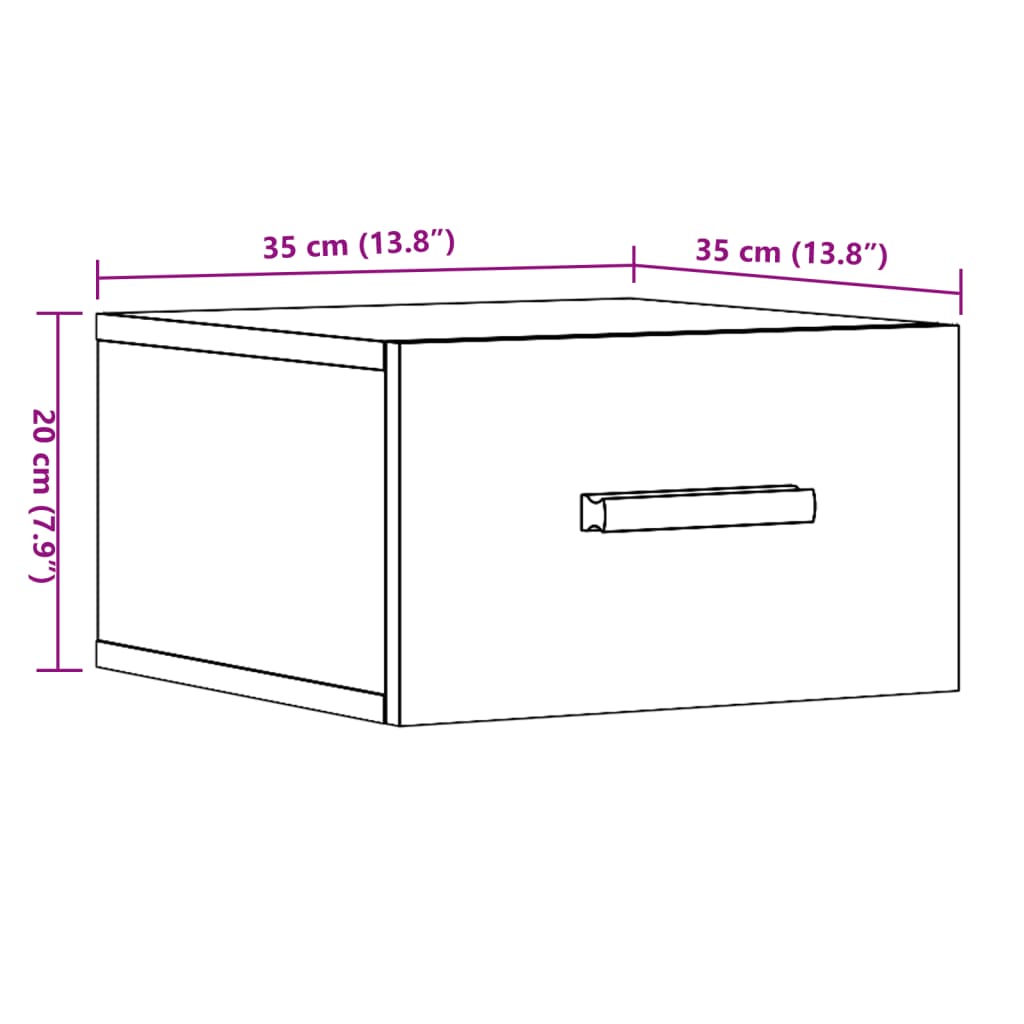 vidaXL Mesitas de noche de pared 2 uds color roble artisan 35x35x20 cm