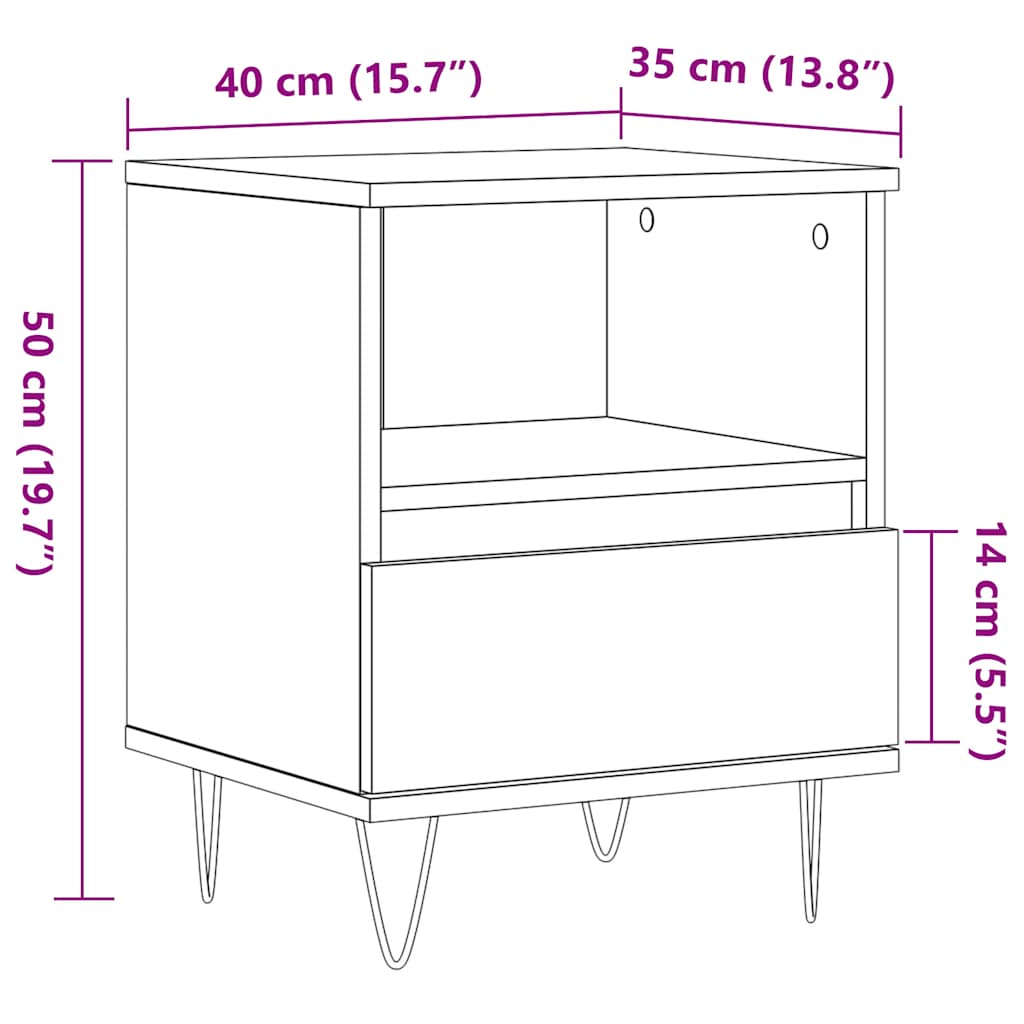 vidaXL Mesita de noche madera de ingeniería roble artisian 40x35x50 cm