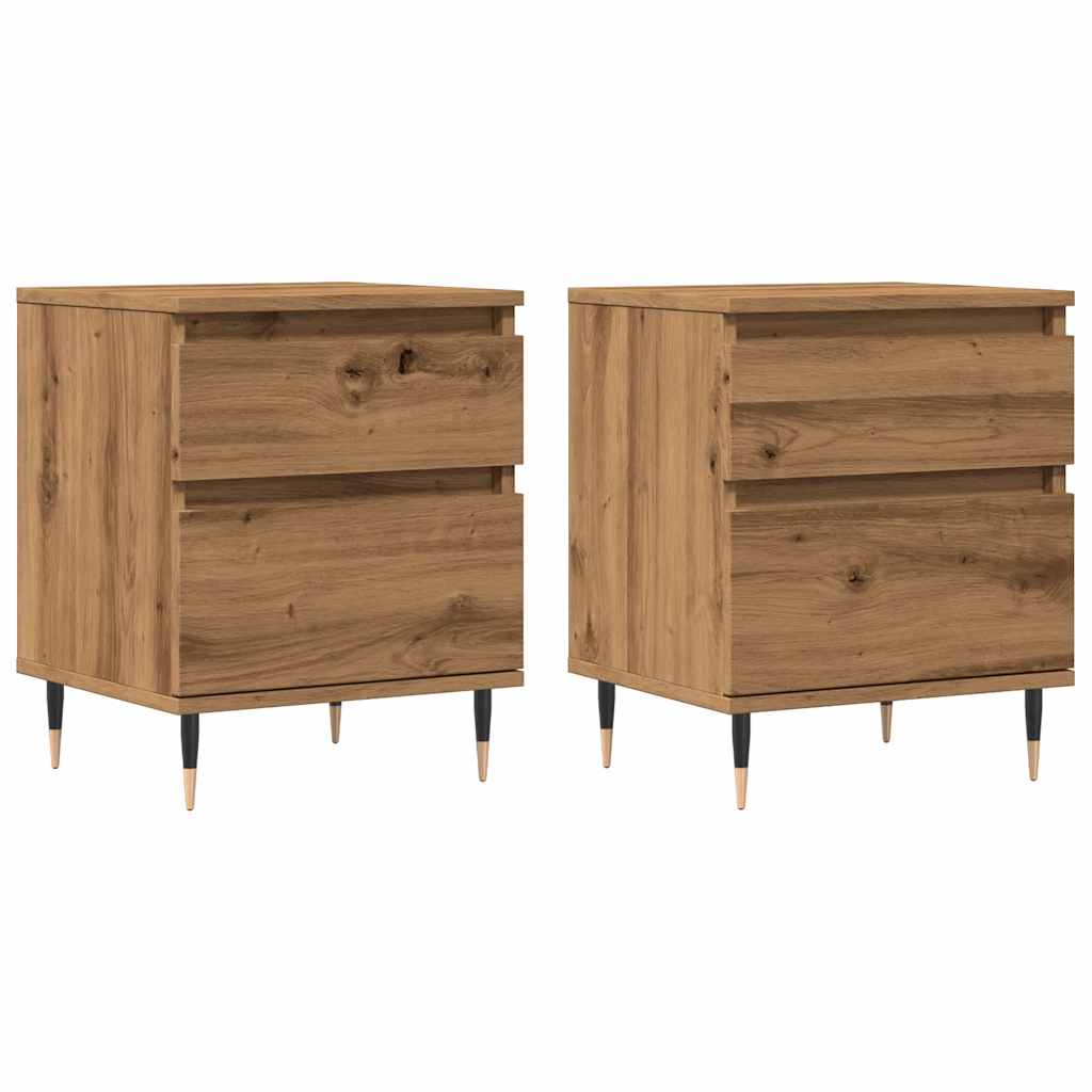 vidaXL Mesitas de noche 2 uds madera roble artisian 40x35x50 cm