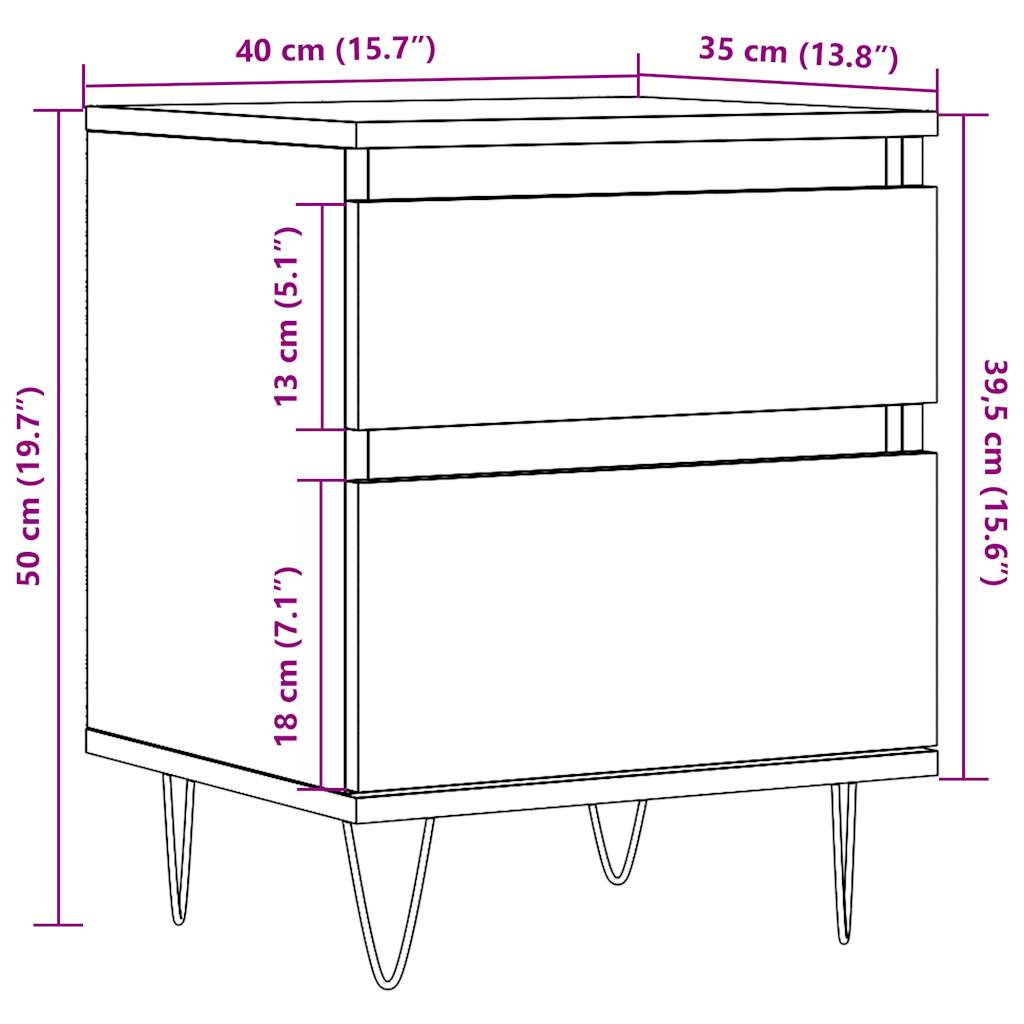 vidaXL Mesita de noche madera ingeniería madera envejecida 40x35x50 cm