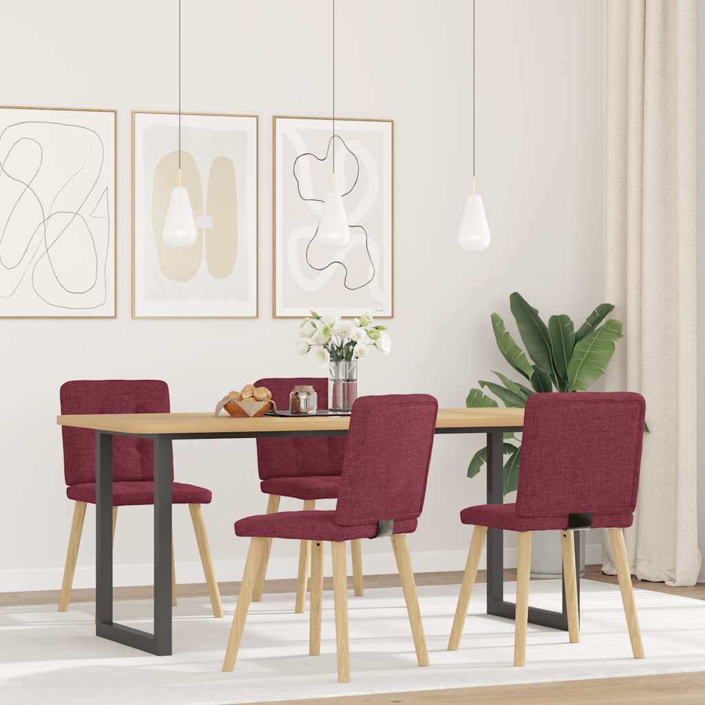 vidaXL Sillas de comedor 4 unidades tela rojo tinto