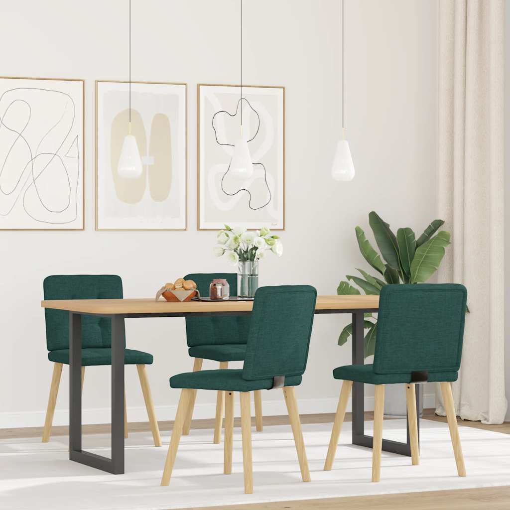 vidaXL Sillas de comedor 4 unidades tela verde oscuro