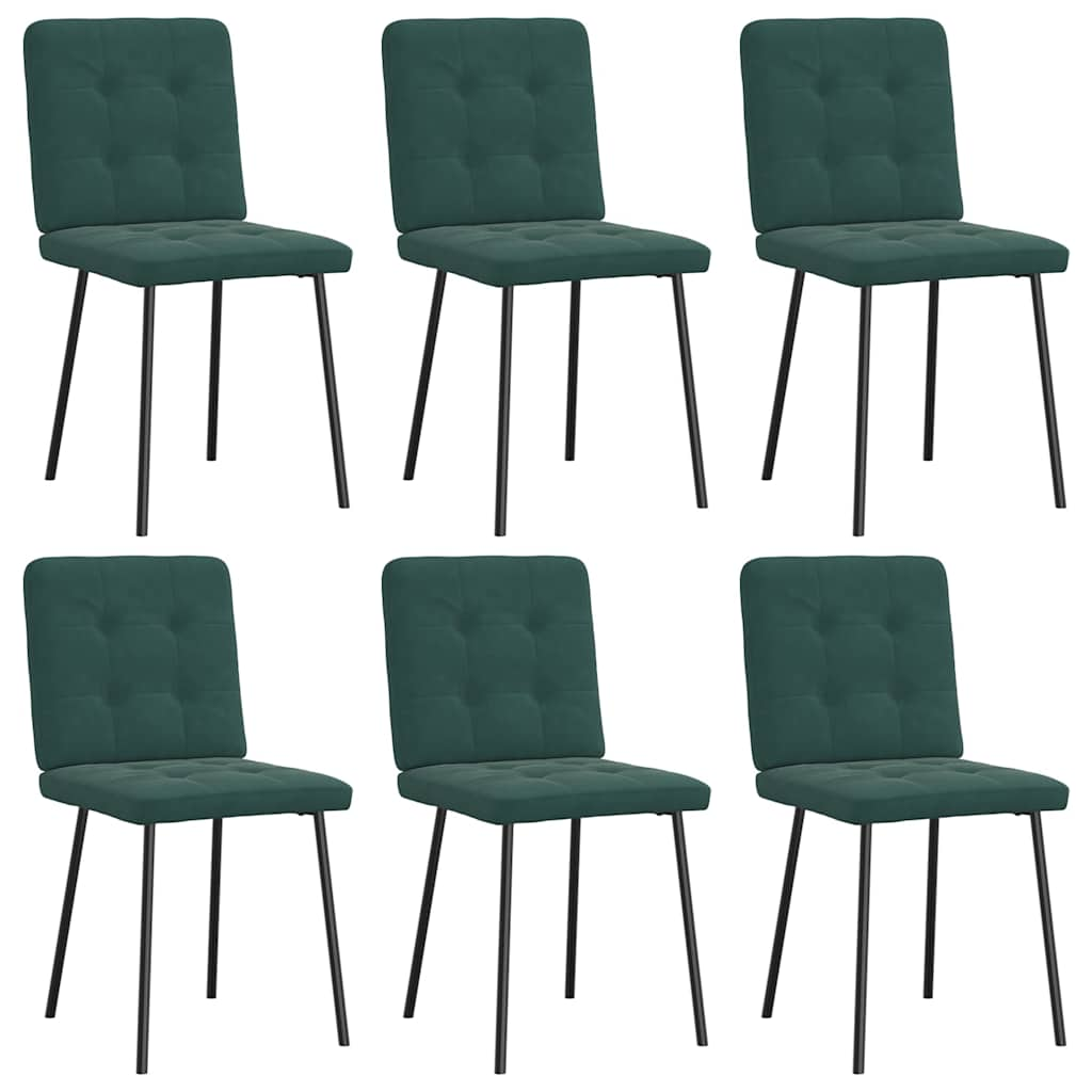 vidaXL Sillas de comedor 6 unidades terciopelo verde oscuro