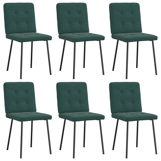 vidaXL Sillas de comedor 6 unidades terciopelo verde oscuro