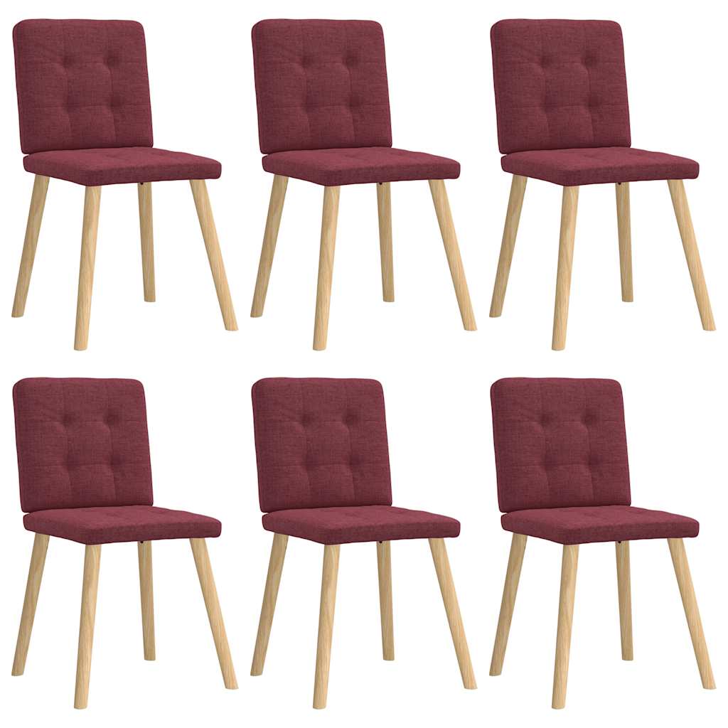 vidaXL Sillas de comedor 6 unidades tela rojo tinto