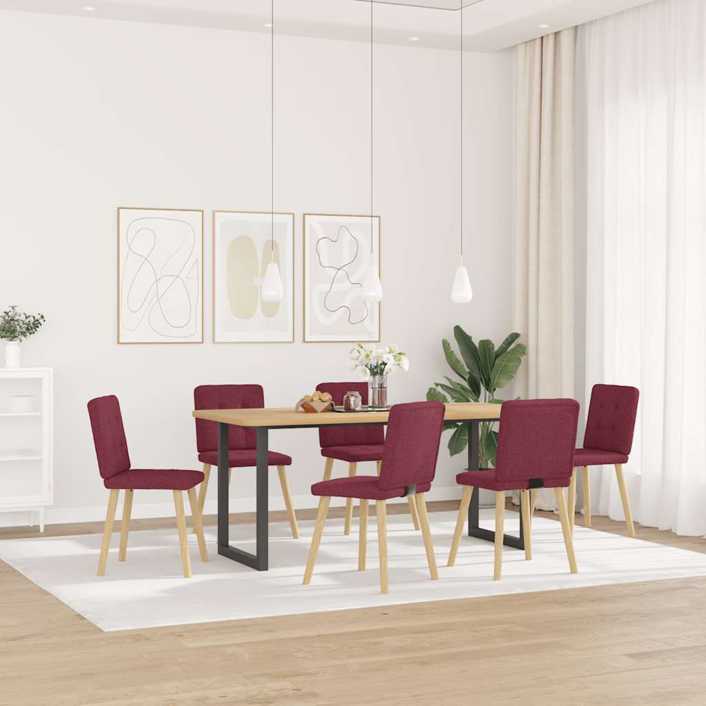 vidaXL Sillas de comedor 6 unidades tela rojo tinto