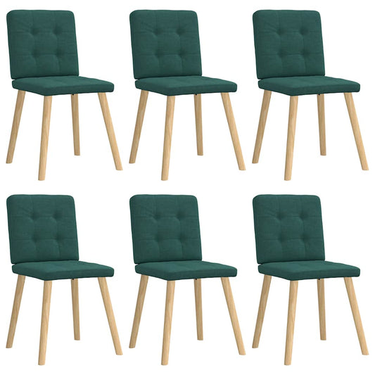 vidaXL Sillas de comedor 6 unidades tela verde oscuro